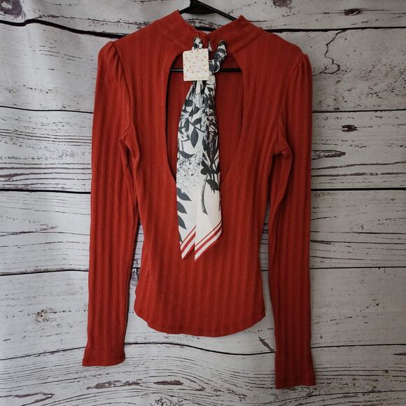 Free People Red Party In The Back Shirt Small NWT - Picture 3 of 7